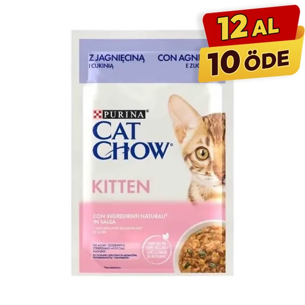 [12527726] Cat Chow Kuzu Etli ve Kabaklı Pouch Yavru Konserve Kedi Maması (1 Adet)