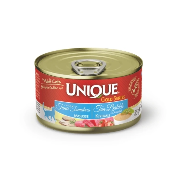 [U01.KONSERVE.003] Unique Gold Series Ton Balıklı ve Domatesli Yetişkin Konserve Kedi Maması (1 Adet)