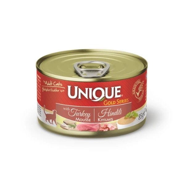 [U01.KONSERVE.005] Unique Gold Series Hindi Etli Yetişkin Konserve Kedi Maması (1 Adet)