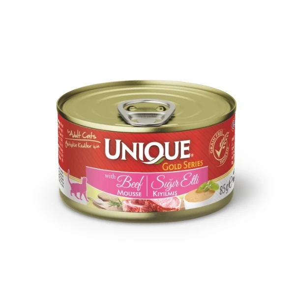 [U01.KONSERVE.004] Unique Gold Series Sığır Etli Yetişkin Konserve Kedi Maması (1 Adet)