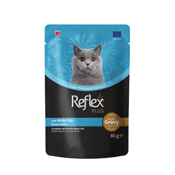 [RFK-78] Reflex Plus Sos İçinde Beyaz Balıklı Pouch Yetişkin Konserve Kedi Maması (1 Adet)