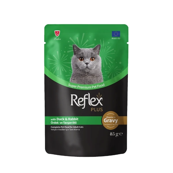 [RFK-84] Reflex Plus Sos İçinde Ördekli ve Tavşanlı Pouch Yetişkin Konserve Kedi Maması (1 Adet)