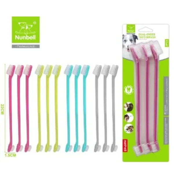 [36-AKS-VP-600-1305] Nunbell İki Uçlu Kedi ve Köpek Diş Fırçası