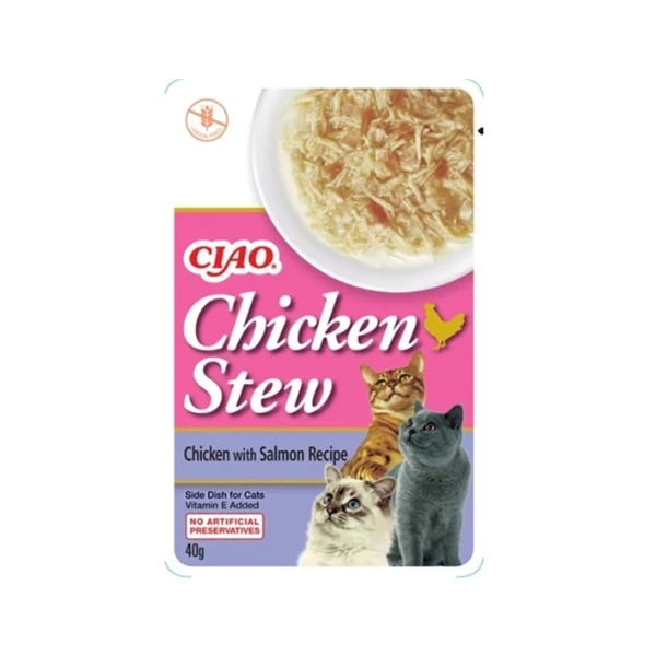 [12-USA813] Inaba Ciao Stew Tavuk Güveç ve Somonlu Pouch Yetişkin Kedi Konservesi (1 Adet)