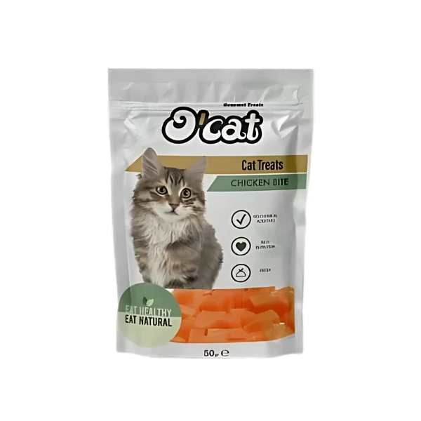 [13-CT5352] O Cat Tavuk Eti Küpleri Kurutulmuş Kedi Ödül Maması (1 Adet)
