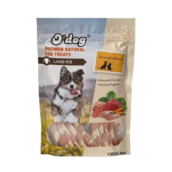 [13-DT5109] O Dog Kuzu Eti Parçacıklı Sargılı Köpek Ödül Maması (1 Adet)