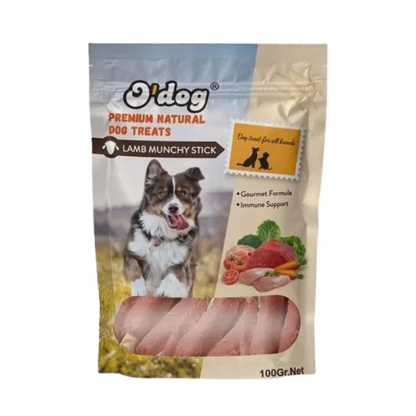 [13-DT5086] O Dog Kuzu Eti Sargılı Çubuk Köpek Ödül Maması (1 Adet)