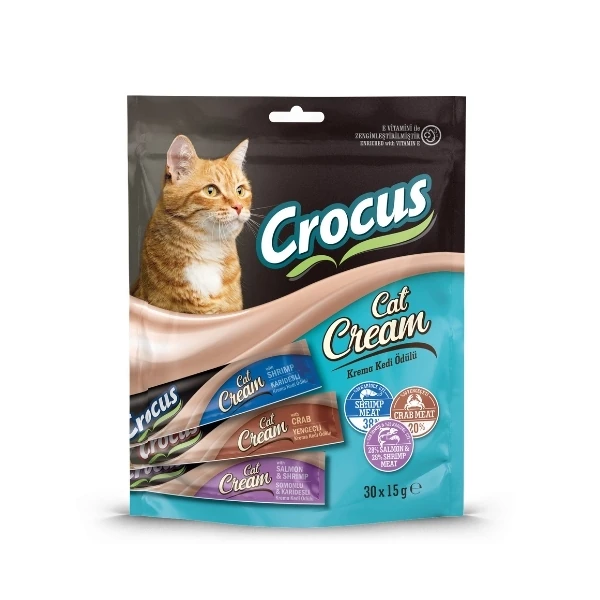 [325-11] Crocus Karışık Lezzet Somon Karides ve Yengeç Sıvı Kedi Ödül Maması (1 Adet)