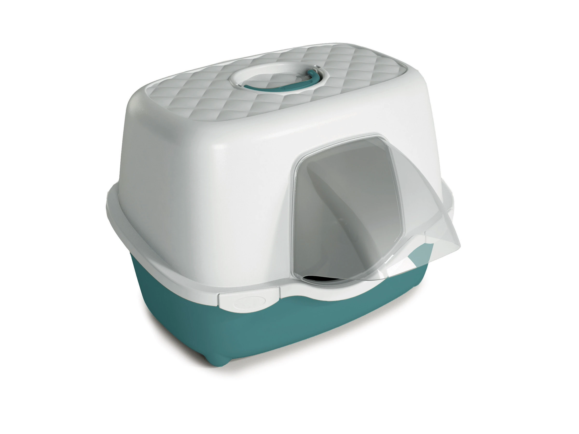 [391-99301] Stefanplast Tres Chic Karbon Filtreli Kapalı Kedi Tuvaleti (Beyaz/Yeşil, 56x54.5x39 Cm)