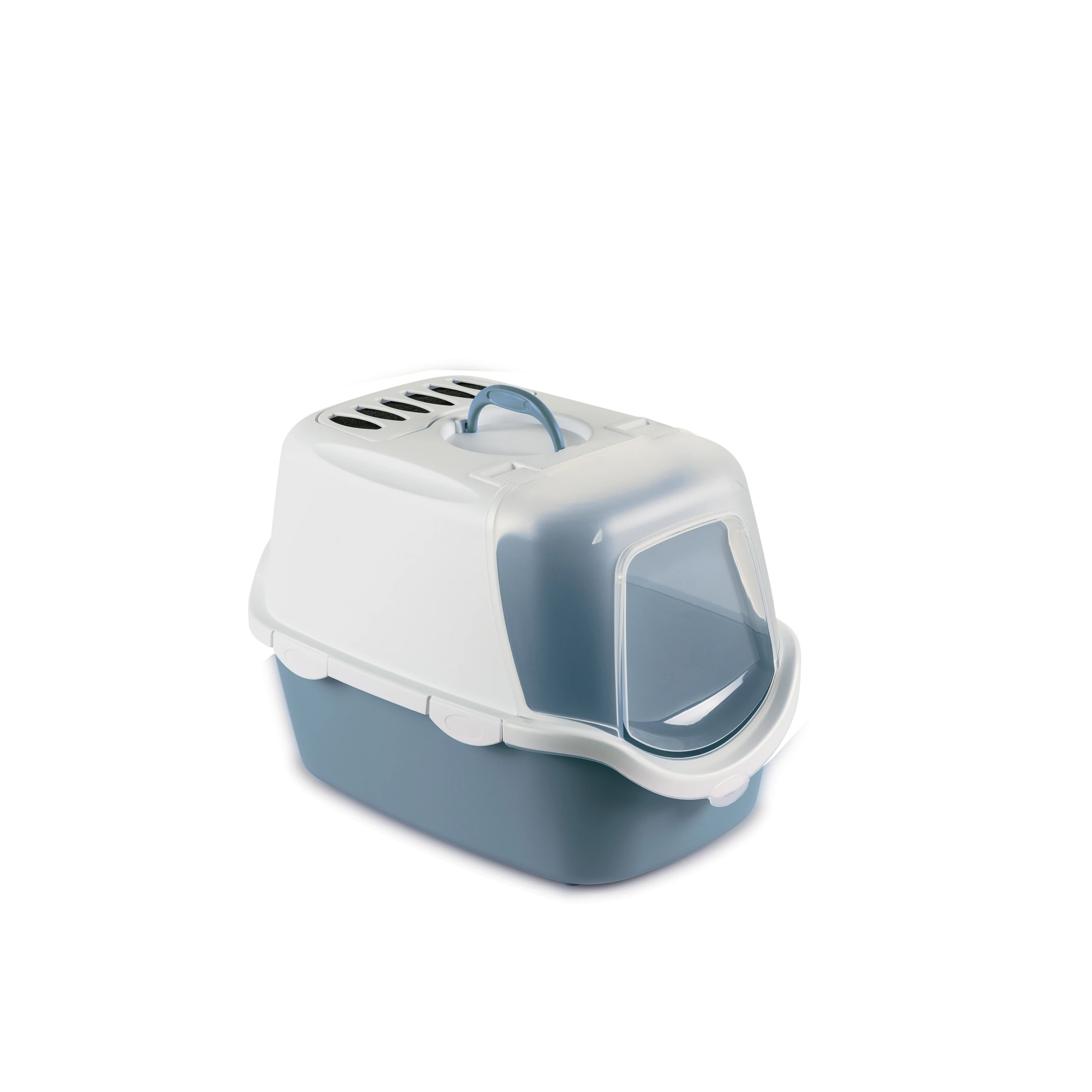 [391-98649] Stefanplast Cathy Easy Clean Filtreli Kapalı Kedi Tuvaleti (Beyaz/Mavi)