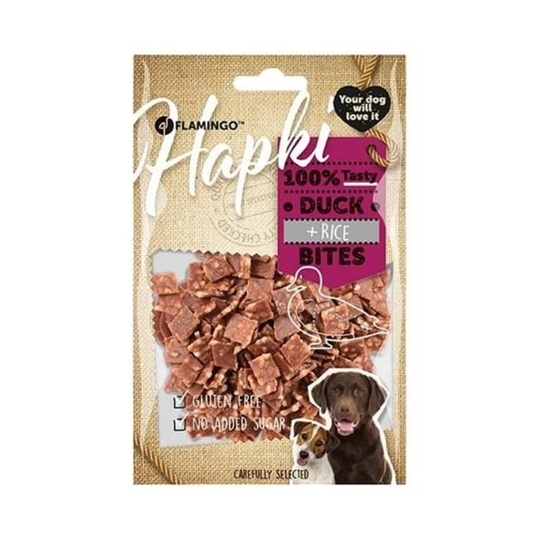[241-520269] Flamingo Hapki Bites Ördekli ve Pirinçli Glutensiz Köpek Ödül Maması (1 Adet)