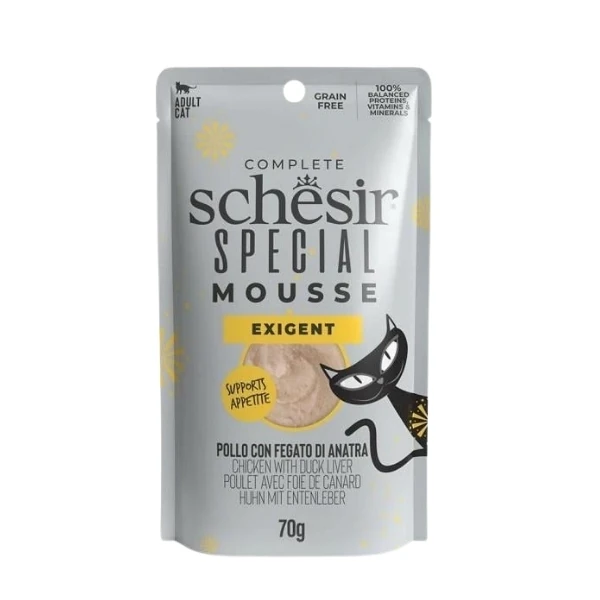 [230-21231004] Schesir Special Mousse Tavuklu ve Ördek Ciğerli Pouch Yetişkin Konserve Kedi Maması (1 Adet)