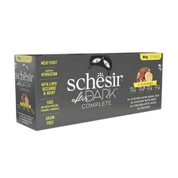 [230-21119904] Schesir After Dark Et Suyunda Karışık Lezzetler Yetişkin Konserve Kedi Maması (1 Adet)