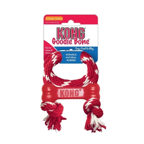 [390-KB51E] Kong Goodie Bone Kemik Şeklinde İp Sallantılı Köpek Oyuncağı (Xsmall)