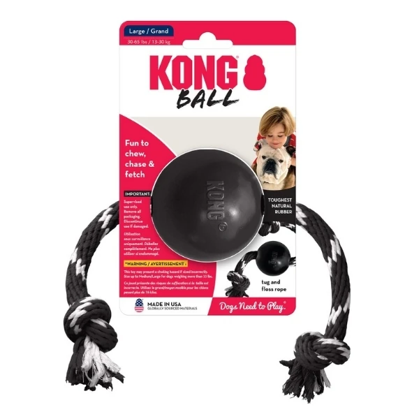 [390-EB12E] Kong Extreme Top İp Sallantılı Sesli Sert Plastik Köpek Oyuncağı