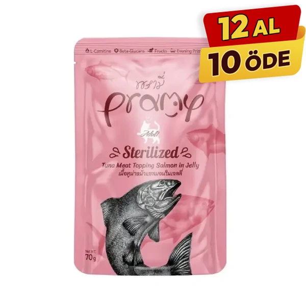 Pramy Sterilized Jöle İçinde Somonlu ve Ton Balıklı Pouch Kısır Konserve Kedi Maması