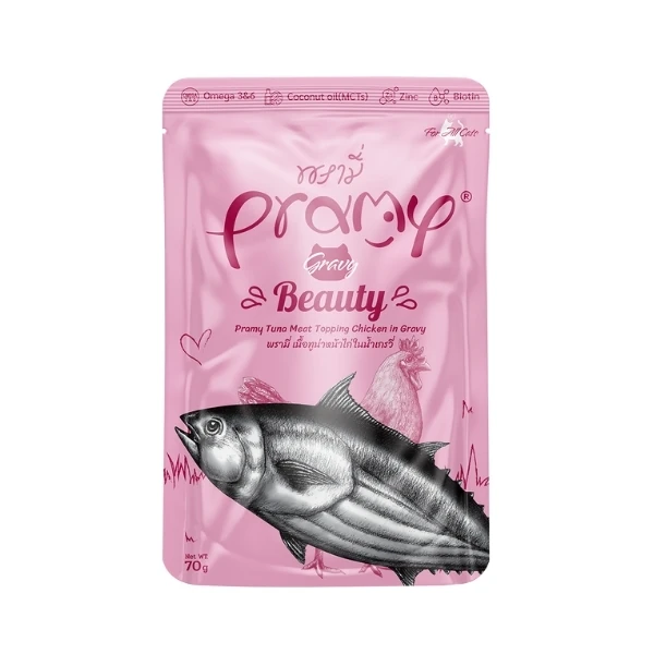 [PMK-002] Pramy Indoor Sos İçinde Ton Balıklı ve Tavuklu Pouch Yetişkin Konserve Kedi Maması (1 Adet)