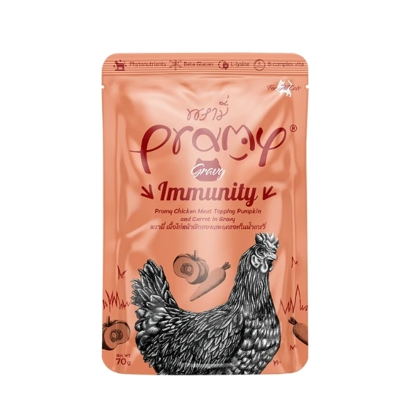 [PMK-003] Pramy Indoor Sos İçinde Tavuklu Balkabaklı ve Havuçlu Pouch Yetişkin Konserve Kedi Maması (1 Adet)