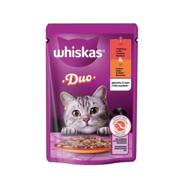 [443047] Whiskas Duo Kümes Hayvanlı ve Sığır Etli Pouch Konserve Kedi Maması (1 Adet)