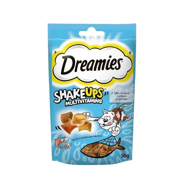 [455639] Dreamies ShakeUps Multivitamins Ton Balığı Somon ve Karidesli Kedi Ödül Maması (1 Adet)