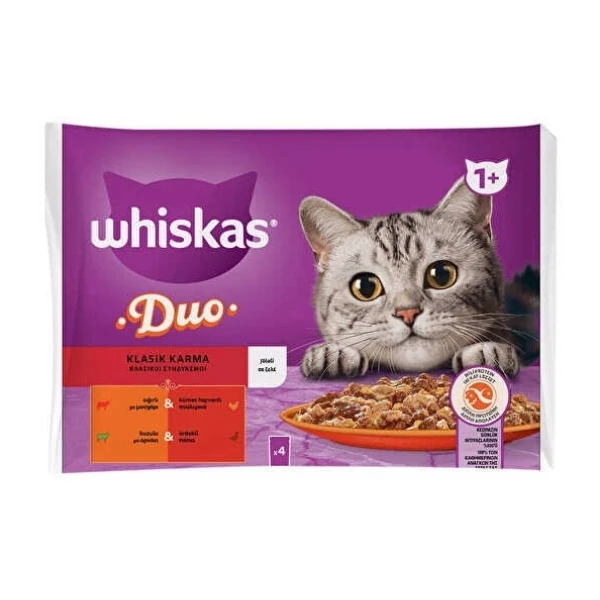 [443142] Whiskas Duo Klasik Karma Lezzetler Pouch Yetişkin Konserve Kedi Maması (1 Adet)