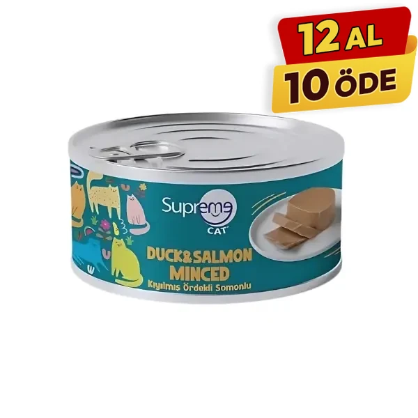 Supreme Cat Kıyılmış Ördekli ve Somonlu Yetişkin Konserve Kedi Maması