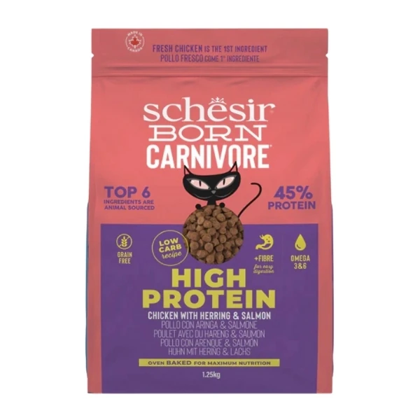 Schesir Born Carnivore Tavuklu Somonlu ve Ringa Balıklı Yetişkin Kedi Maması