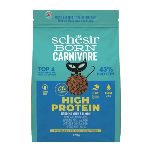 [230-23382206] Schesir Born Carnivore Somonlu ve Ringa Balıklı Yetişkin Kedi Maması (1.25 Kg)