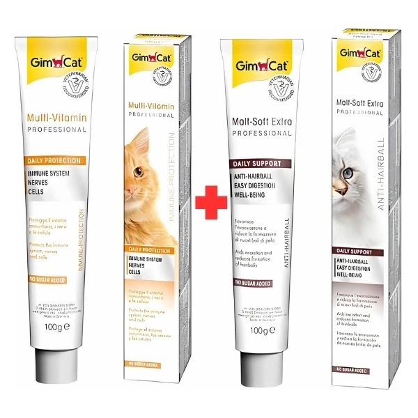 [8690286595240] Gimcat Malt Soft Extra 100 Gr + Multivitamin 100 Gr Kedi Malt Macunu
