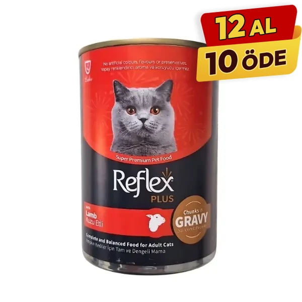 Reflex Plus Sos İçinde Et Parçacıklı Kuzu Etli Yetişkin Konserve Kedi Maması