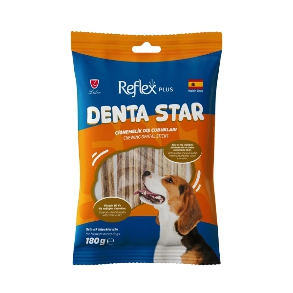 [RFT-068] Reflex Plus Denta Star Çiğnemelik Diş Çubukları Orta Irk Yetişkin Köpek Ödül Maması (1 Adet)