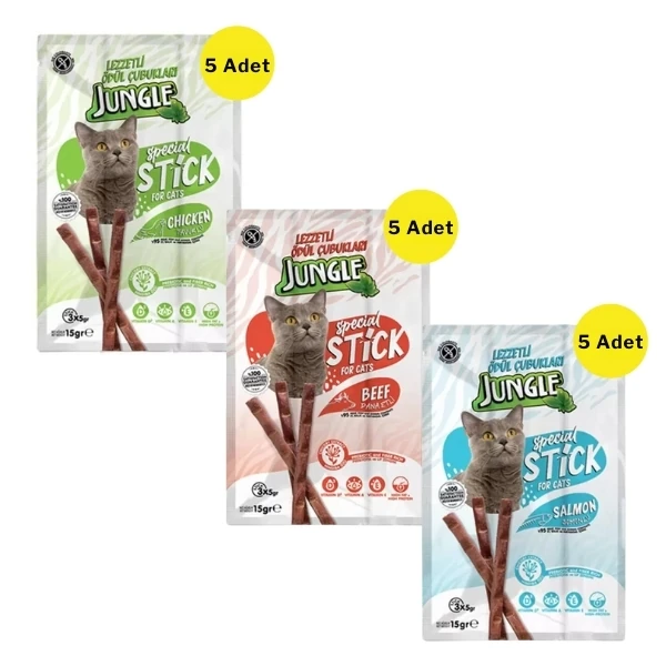 [8682051349363] Jungle Karışık Lezzetler Stick Kedi Ödül Maması