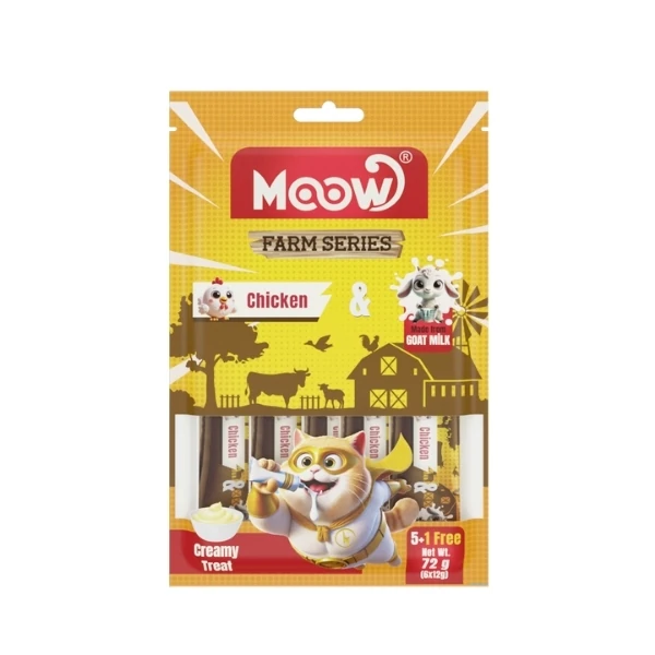 [8684862800019] Moow Tavuklu ve Keçi Sütlü Yetişkin Sıvı Kedi Ödül Maması (6x12 Gr, 1 Adet)