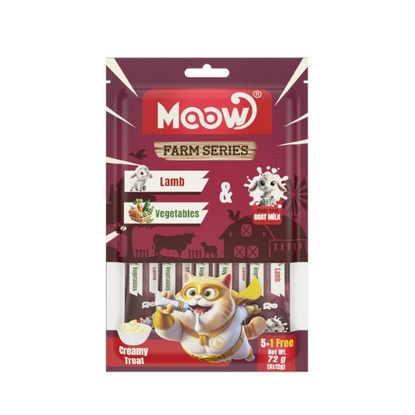 [8684862800057] Moow Kuzu Etli Sebzeli ve Keçi Sütlü Yetişkin Sıvı Kedi Ödül Maması (6x12 Gr, 1 Adet)