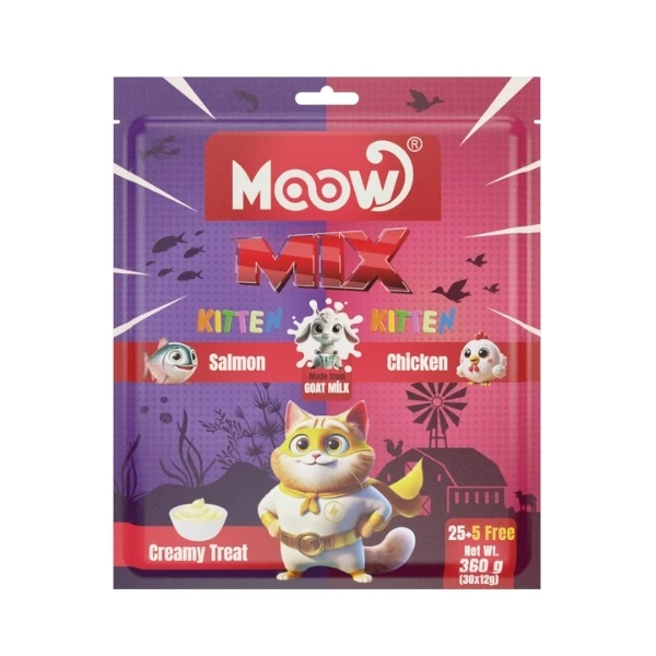 [8684862800231] Moow Somonlu Tavuklu ve Keçi Sütlü Yavru Sıvı Kedi Ödül Maması (1 Adet)