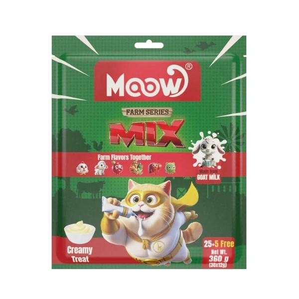 [8684862800217] Moow 6 Lezzetli Çiftlik Serisi Keçi Sütlü Yetişkin Sıvı Kedi Ödül Maması (1 Adet)