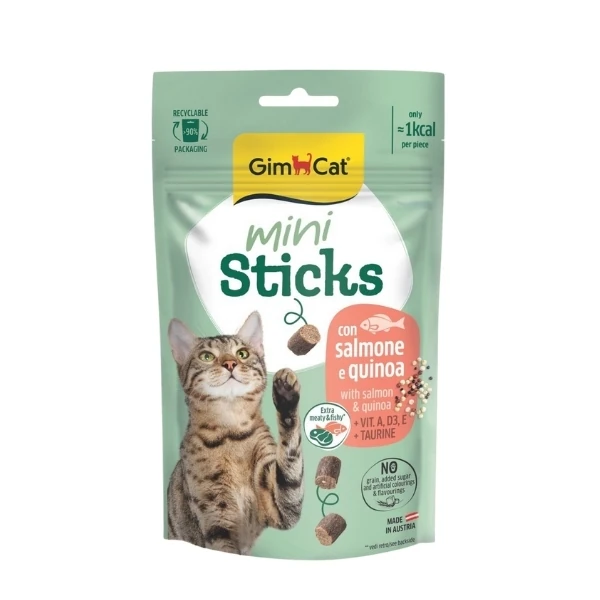 [4002064422268] Gimcat Mini Sticks Somonlu ve Kinoalı Kedi Ödül Maması (1 Adet)