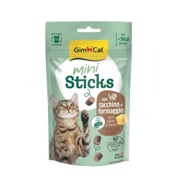 [4002064422275] Gimcat Mini Sticks Hindili ve Peynirli Kedi Ödül Maması (1 Adet)