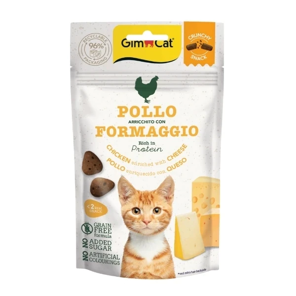 [4002064422206] Gimcat Crunchy Snacks Tavuklu ve Peynirli Tahılsız Kedi Ödül Maması (1 Adet)