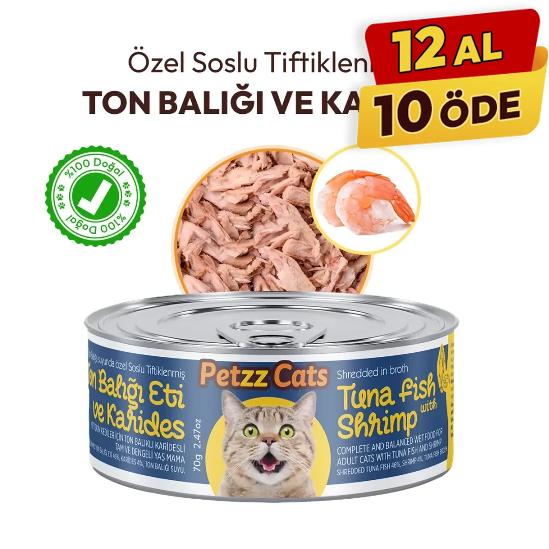 [PETZZ-C007] PetzzCats Ton Balığı & Karides Konserve Kedi Maması (1 Adet)