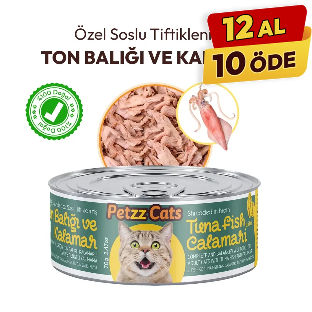[PETZZ-C006] PetzzCats Ton Balığı & Kalamar Konserve Kedi Maması (1 Adet)