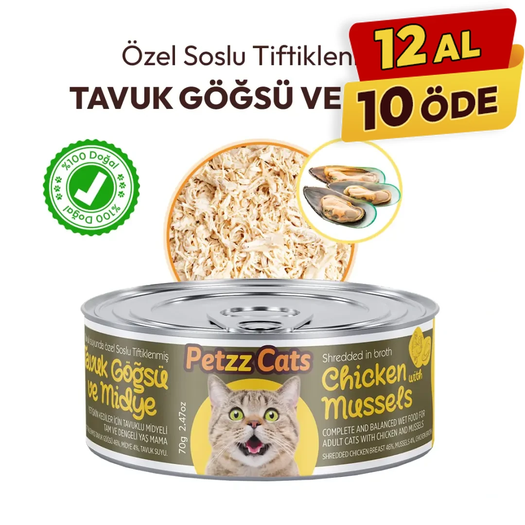 [PETZZ-C004] PetzzCats Tavuk & Midye Konserve Kedi Maması (1 Adet)