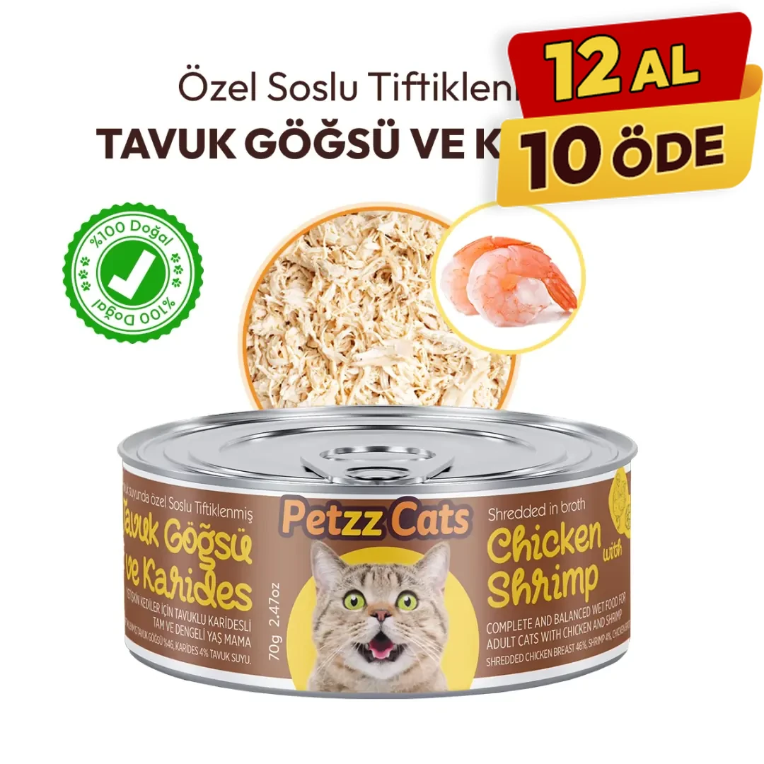 [PETZZ-C003] PetzzCats Tavuk & Karides Konserve Kedi Maması (1 Adet)