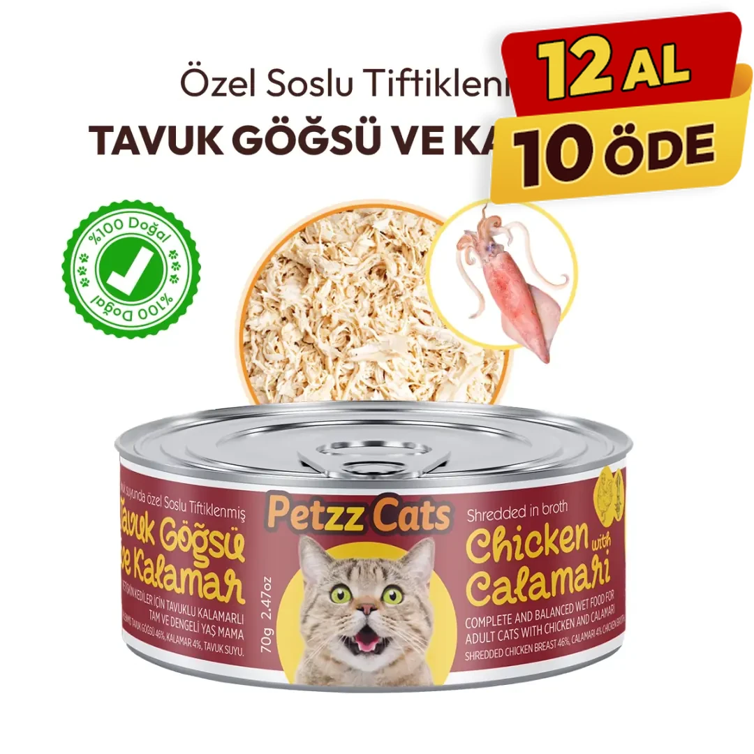 [PETZZ-C002] PetzzCats Tavuk & Kalamar Konserve Kedi Maması (1 Adet)