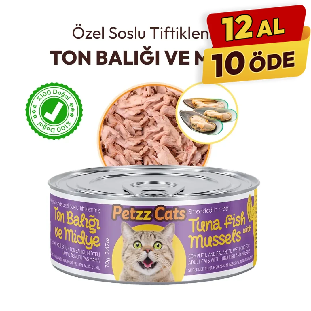 [PETZZ-C008] PetzzCats Ton Balığı & Midye Konserve Kedi Maması (1 Adet)