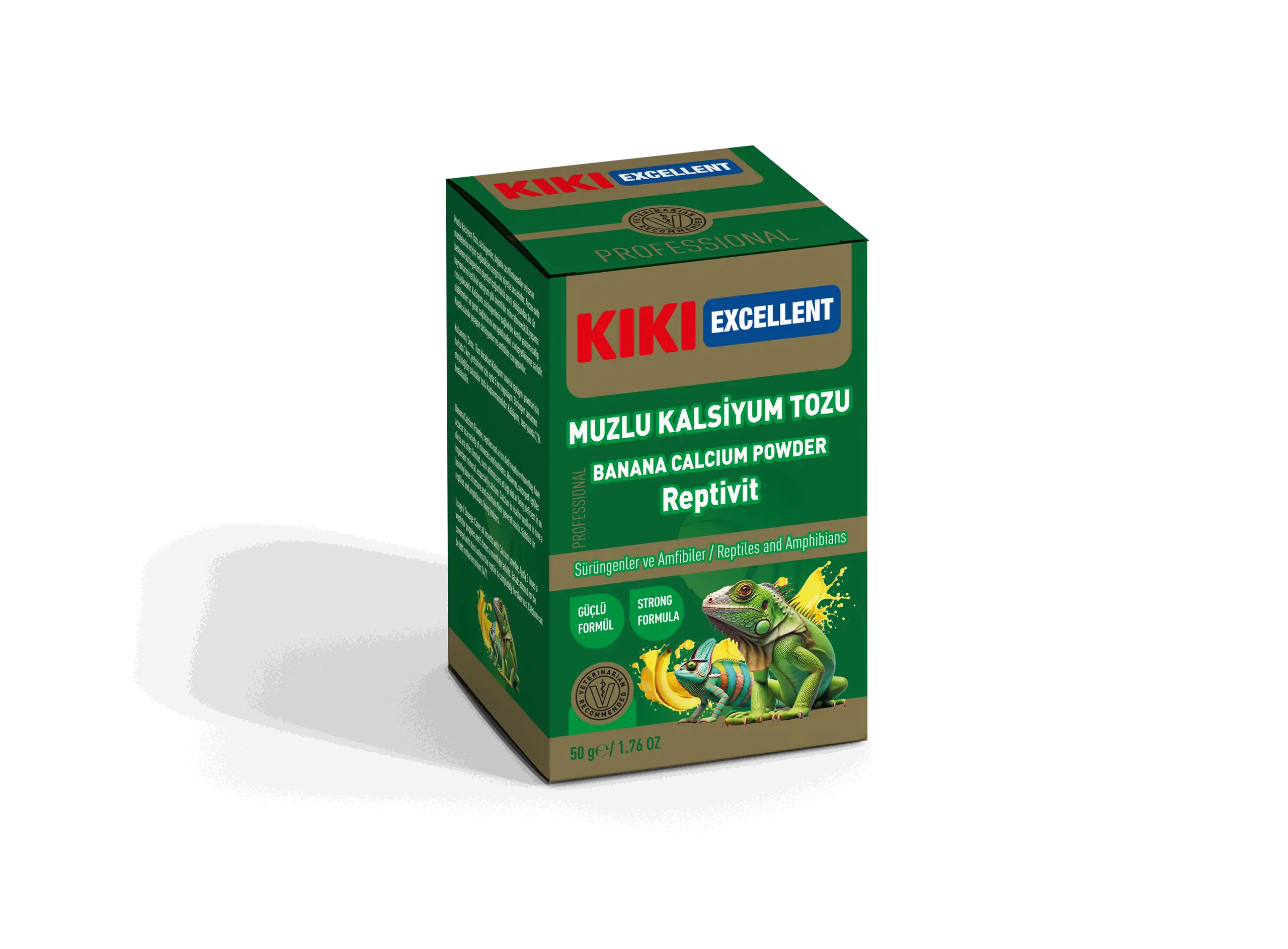 [KSTV106] Kiki Excellent Muzlu Kalsiyum Reptivit Sürüngenler ve Amfibiler için Toz Mineral (50 Gr)