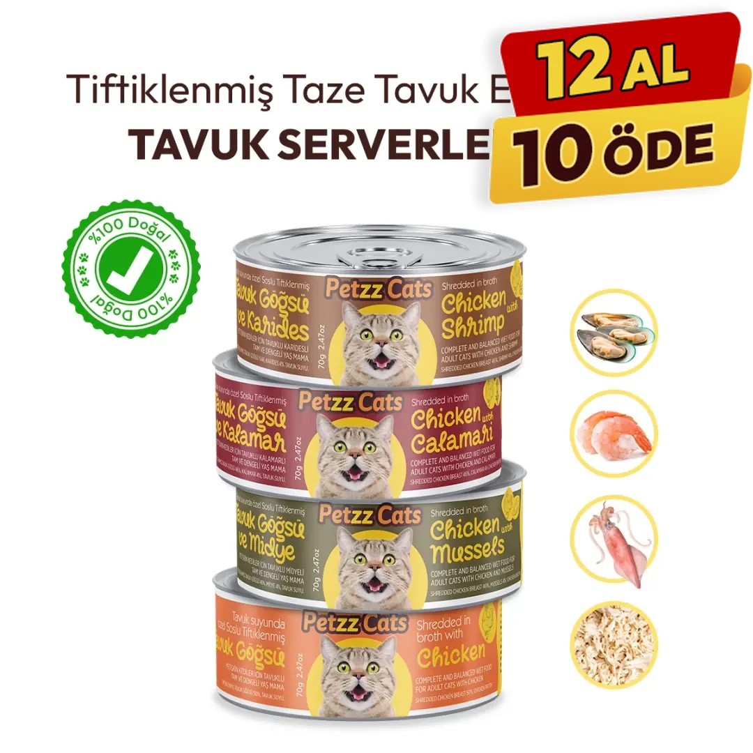 [8683959422066] PetzzCats Tavuklu Karışık Konserve Kedi Maması (1 Adet)
