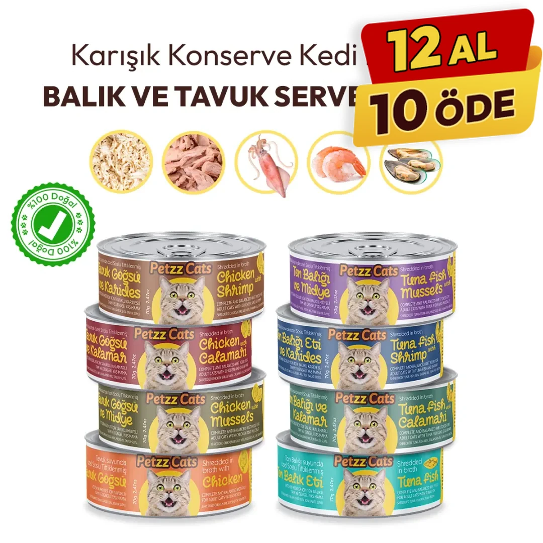 [8684744291577] PetzzCats Karışık Konserve Kedi Maması (1 Adet)