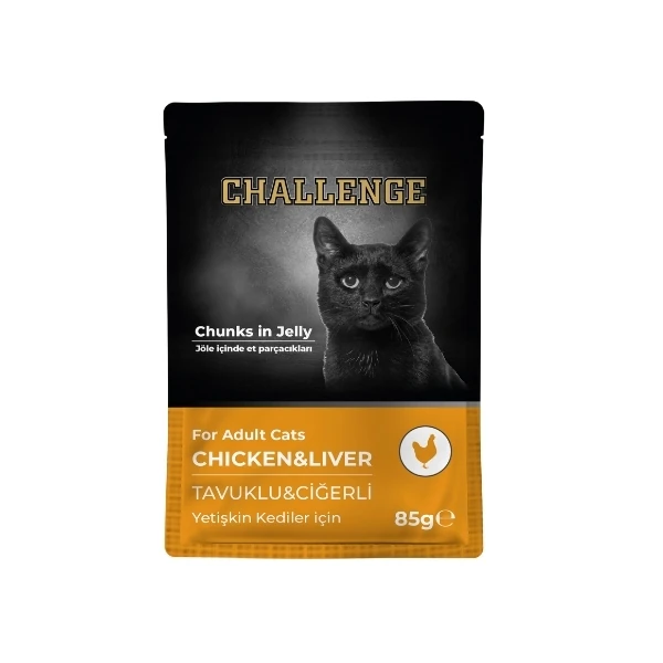 [8690286595523] Challenge Tavuklu ve Ciğerli Pouch Yetişkin Konserve Kedi Maması (1 Adet)