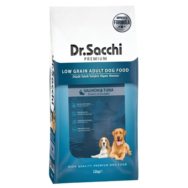 [8690286594717] Dr.Sacchi Premium Somonlu ve Ton Balıklı Düşük Tahıllı Yetişkin Köpek Maması
